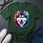 Siberian Husky Graphic Pop Art Shirt — Colorful Watercolor Splash Dog Tee
