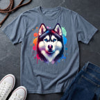 Siberian Husky Graphic Pop Art Shirt — Colorful Watercolor Splash Dog Tee