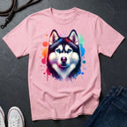 Siberian Husky Graphic Pop Art Shirt — Colorful Watercolor Splash Dog Tee