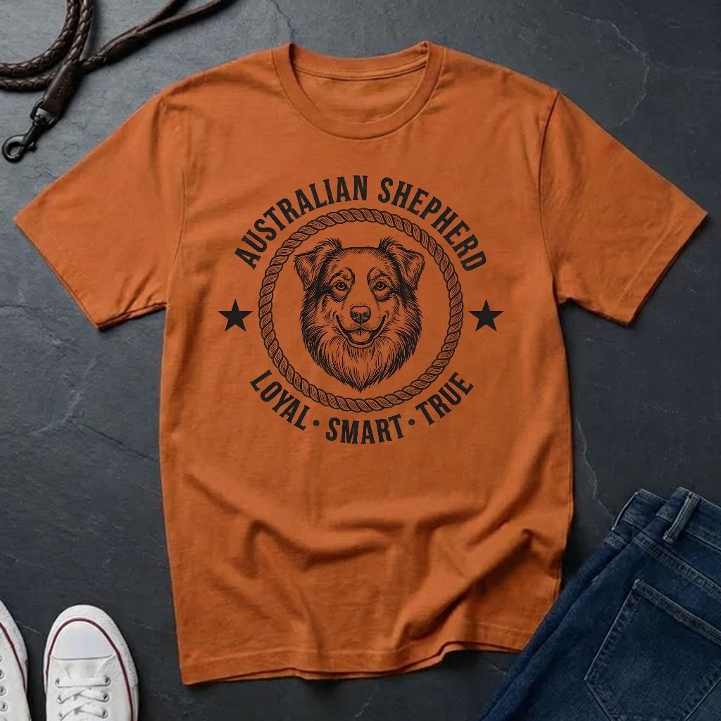 Australian Shepherd Heritage Badge Shirt — Loyal Smart True Dog Tee