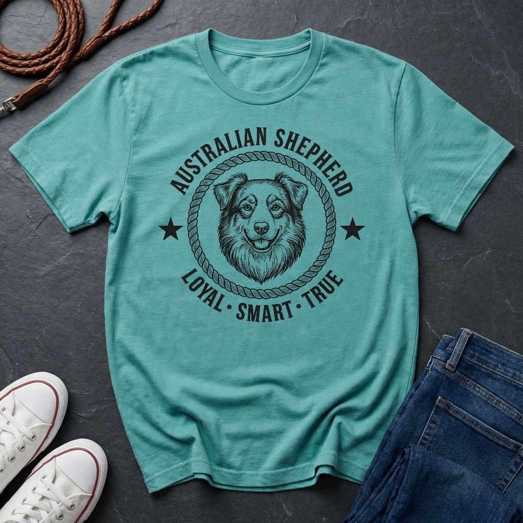 Australian Shepherd Heritage Badge Shirt — Loyal Smart True Dog Tee