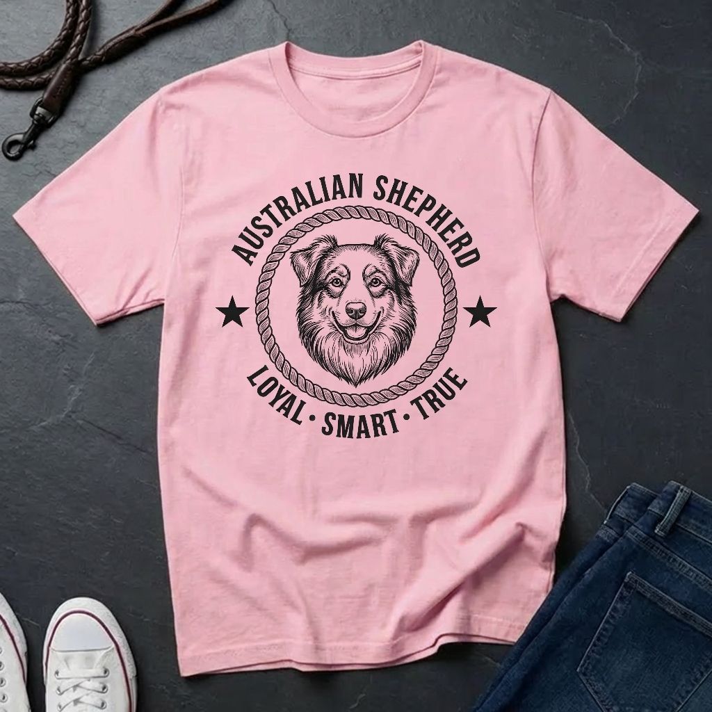 Australian Shepherd Heritage Badge Shirt — Loyal Smart True Dog Tee