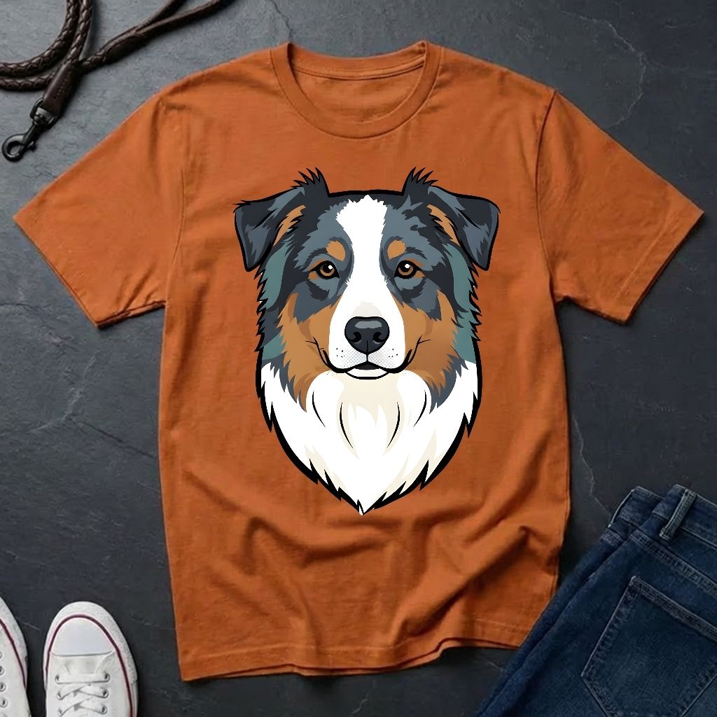 Australian Shepherd Graphic Pop Art Shirt — Bold Blue Merle Aussie Tee