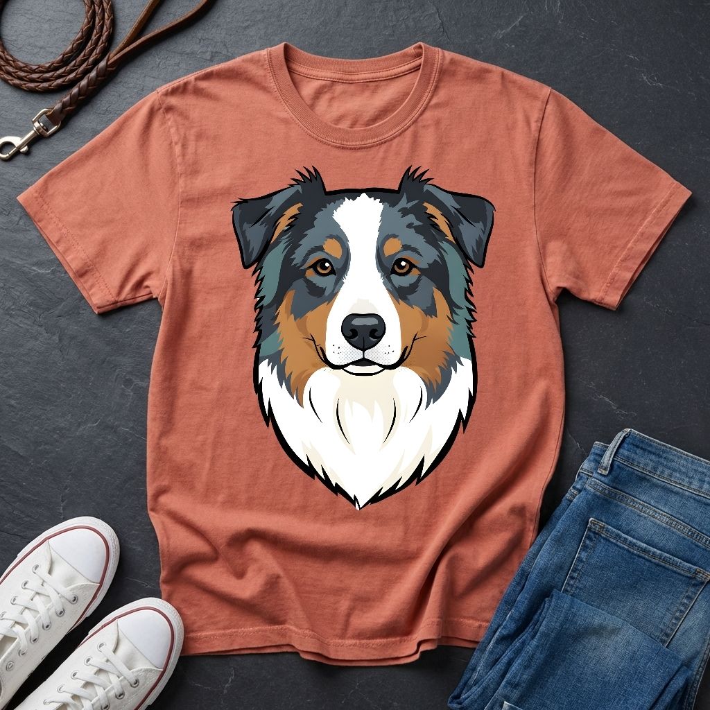 Australian Shepherd Graphic Pop Art Shirt — Bold Blue Merle Aussie Tee