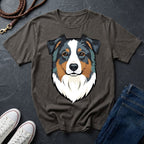 Australian Shepherd Graphic Pop Art Shirt — Bold Blue Merle Aussie Tee