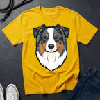 Australian Shepherd Graphic Pop Art Shirt — Bold Blue Merle Aussie Tee