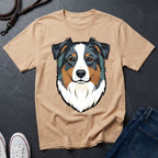 Australian Shepherd Graphic Pop Art Shirt — Bold Blue Merle Aussie Tee