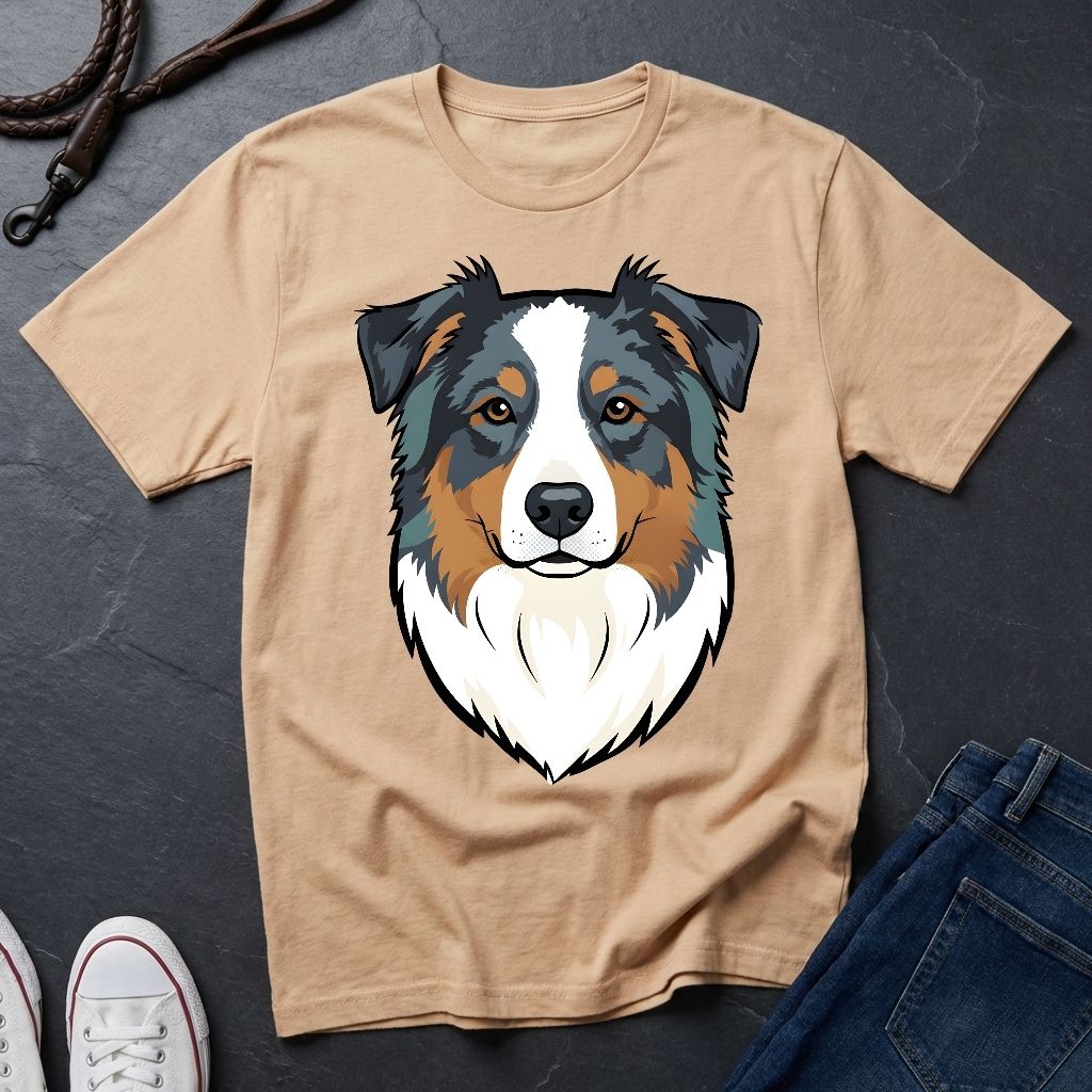 Australian Shepherd Graphic Pop Art Shirt — Bold Blue Merle Aussie Tee