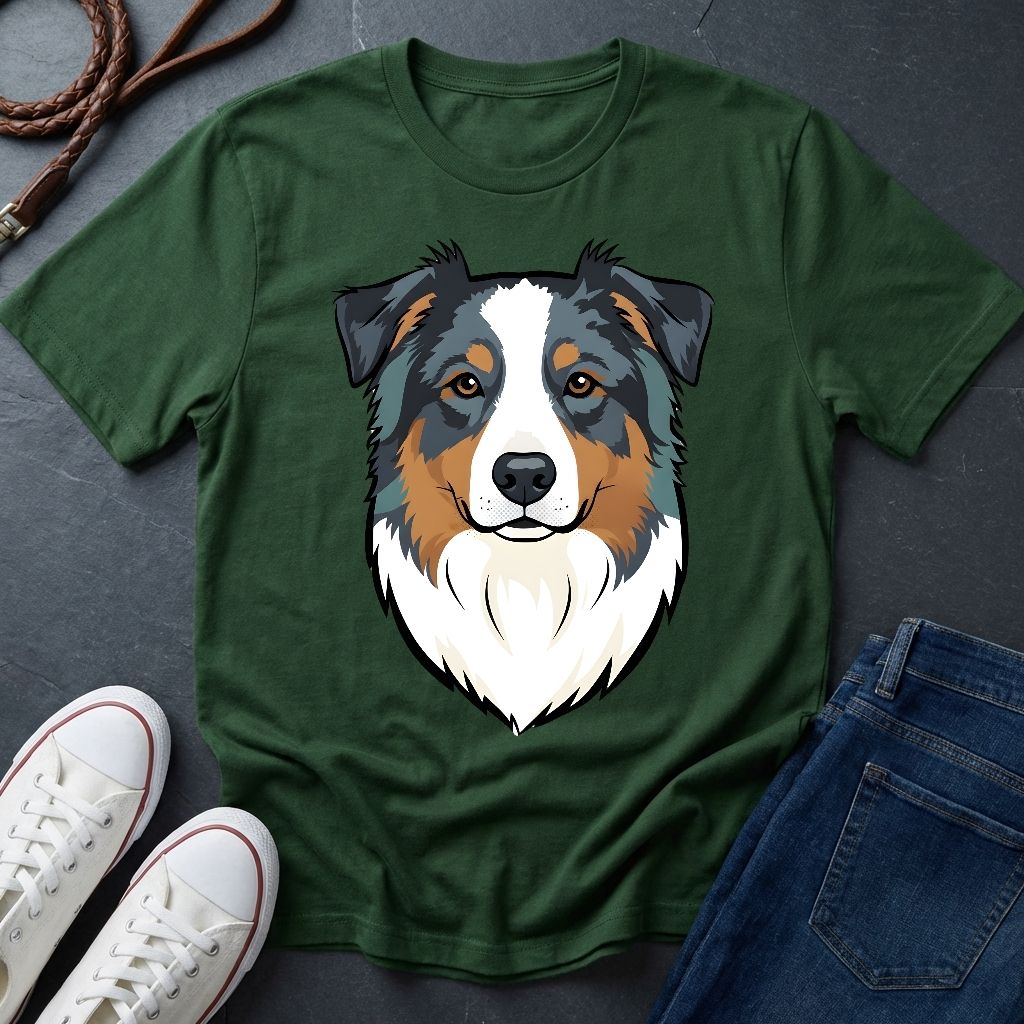 Australian Shepherd Graphic Pop Art Shirt — Bold Blue Merle Aussie Tee