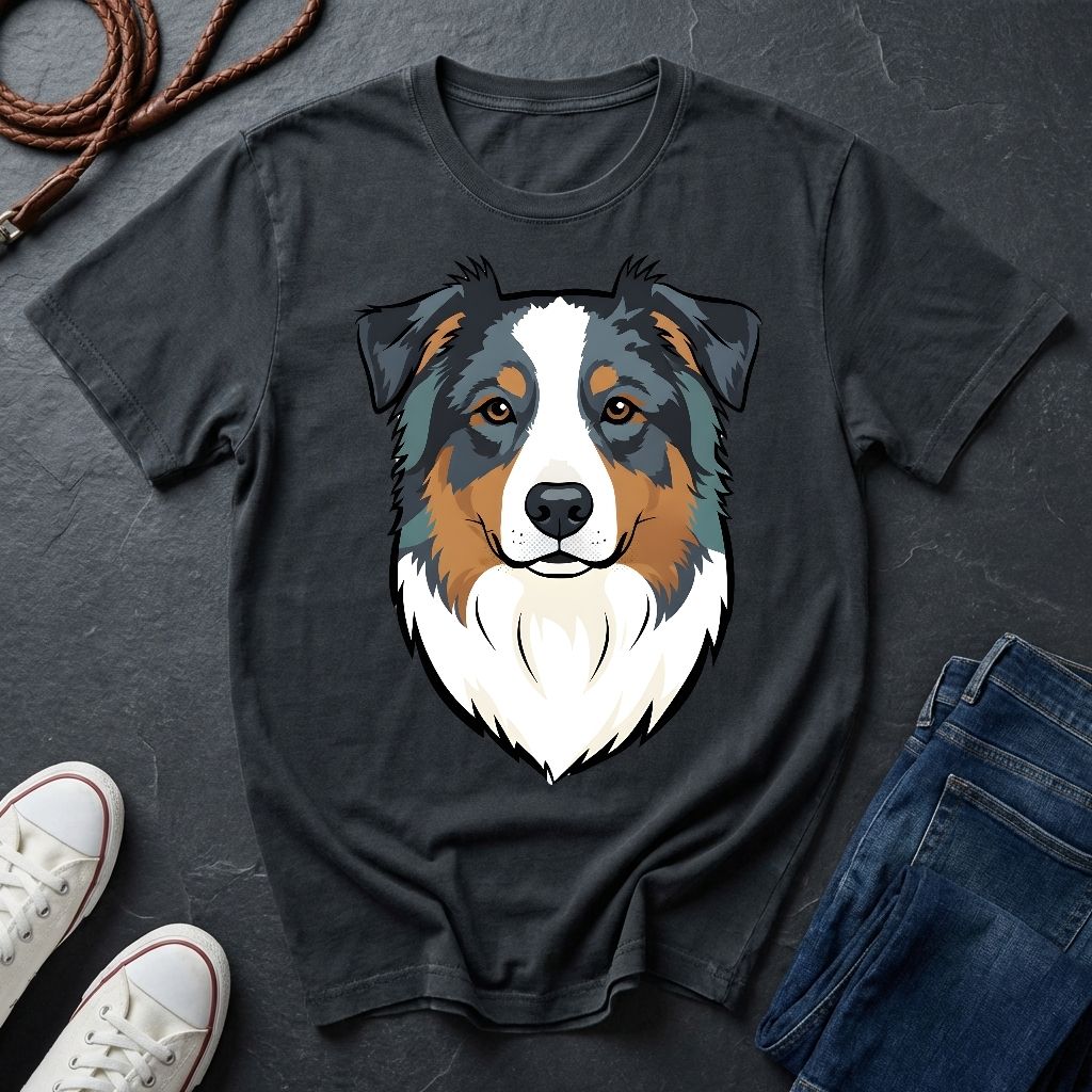 Australian Shepherd Graphic Pop Art Shirt — Bold Blue Merle Aussie Tee