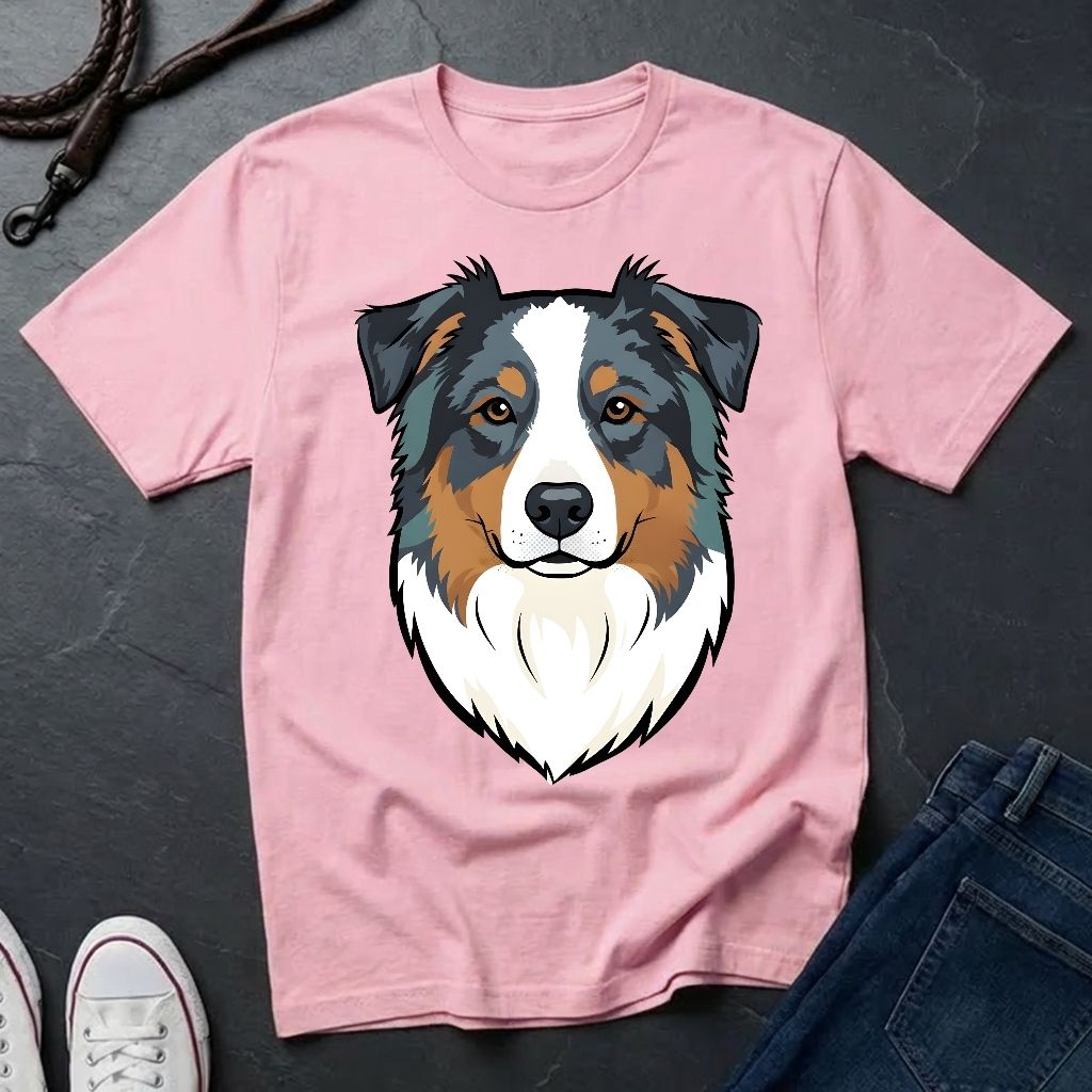 Australian Shepherd Graphic Pop Art Shirt — Bold Blue Merle Aussie Tee