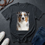 Australian Shepherd Photo-Realistic Shirt — High Detail Blue Merle Portrait Tee