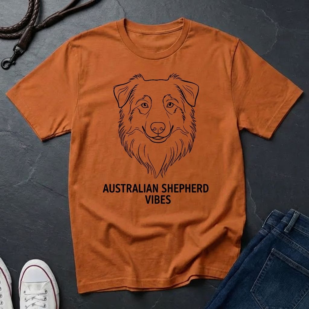 Australian Shepherd Vibes Shirt — Bold Line Art Dog Tee