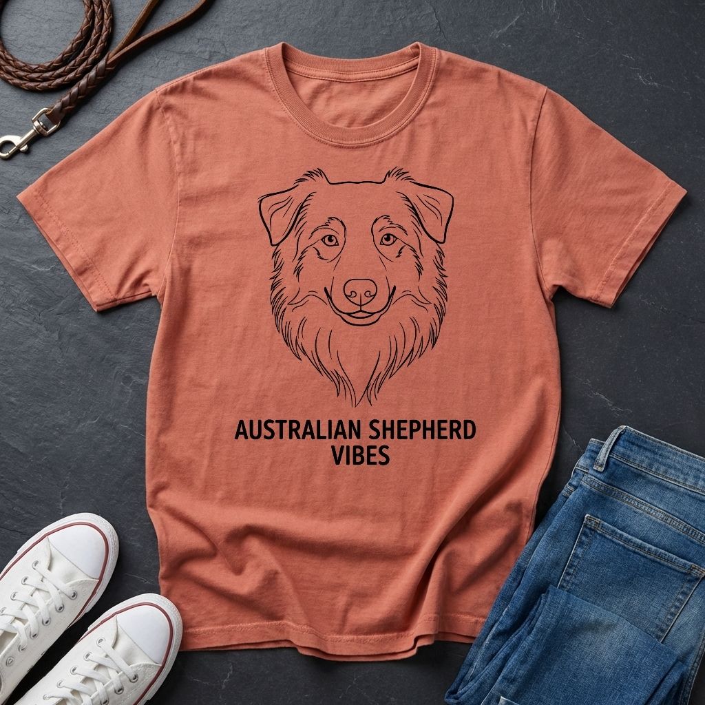 Australian Shepherd Vibes Shirt — Bold Line Art Dog Tee