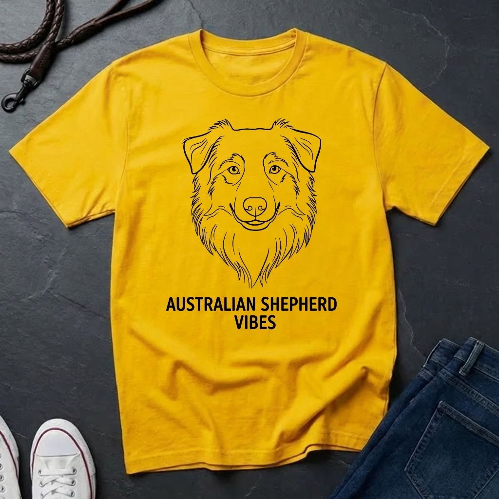Australian Shepherd Vibes Shirt — Bold Line Art Dog Tee