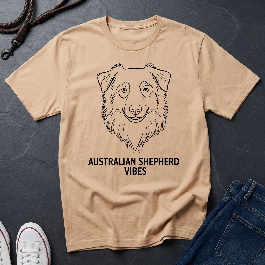 Australian Shepherd Vibes Shirt — Bold Line Art Dog Tee