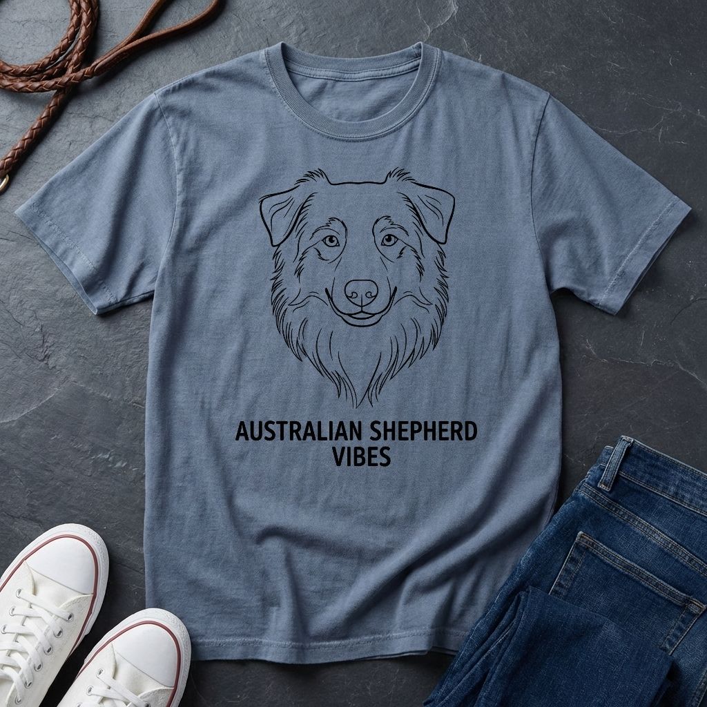 Australian Shepherd Vibes Shirt — Bold Line Art Dog Tee