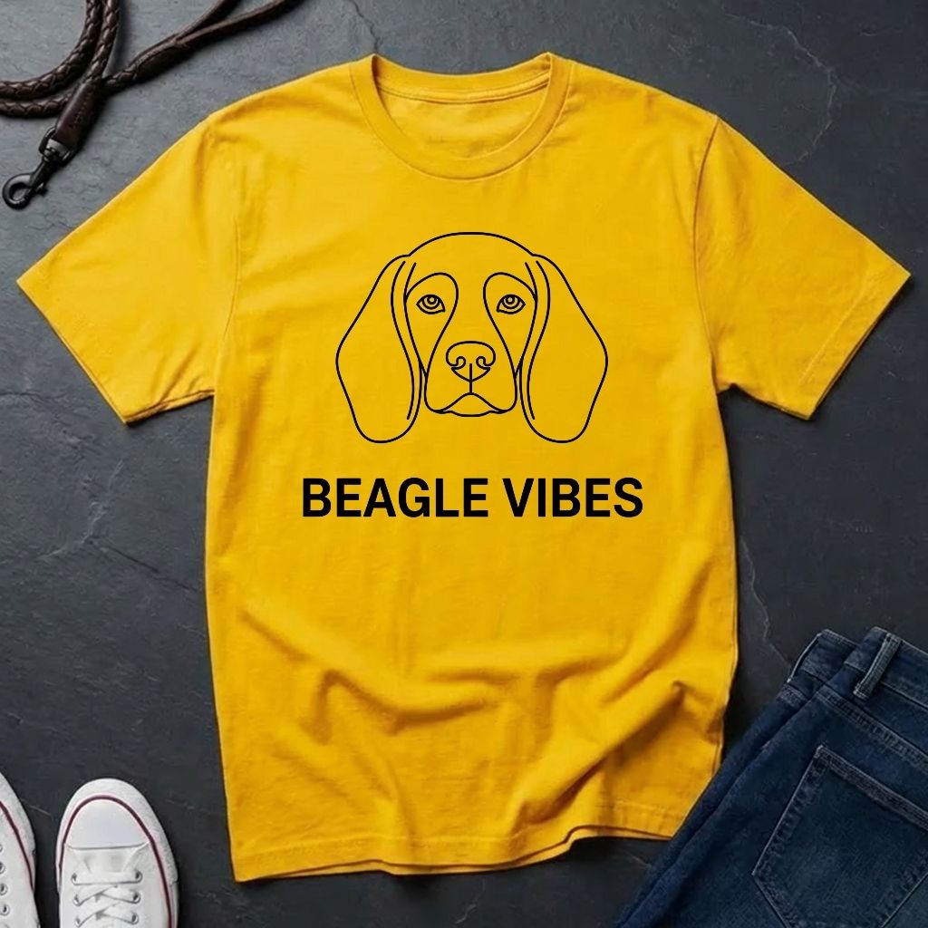 Beagle Vibes Shirt — Bold Minimalist Line Art Dog Tee — Comfort Colors 1717