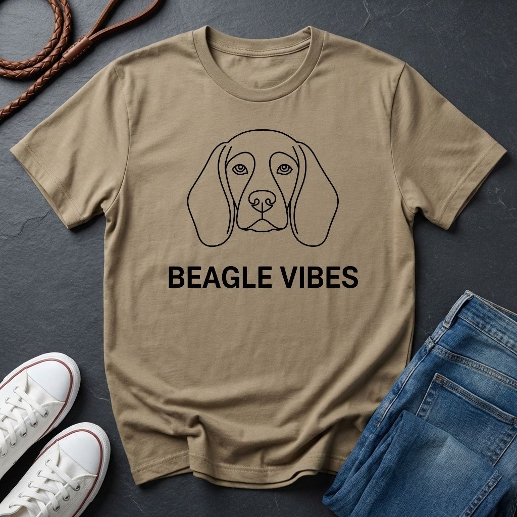 Beagle Vibes Shirt — Bold Minimalist Line Art Dog Tee — Comfort Colors 1717