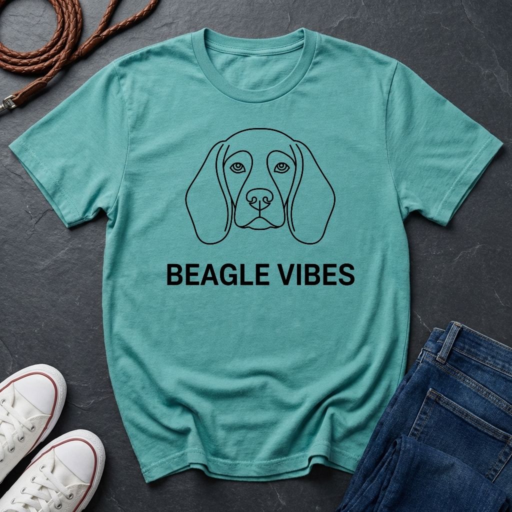 Beagle Vibes Shirt — Bold Minimalist Line Art Dog Tee — Comfort Colors 1717