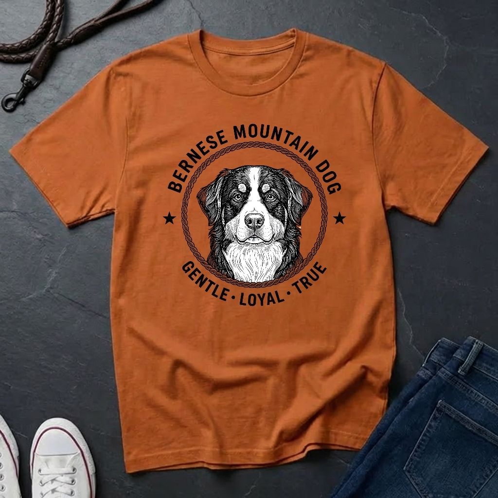 Bernese Mountain Dog Heritage Badge Shirt — Gentle Loyal True Dog Tee