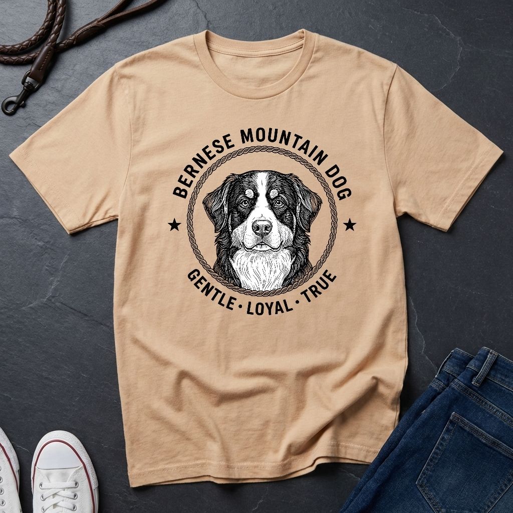 Bernese Mountain Dog Heritage Badge Shirt — Gentle Loyal True Dog Tee