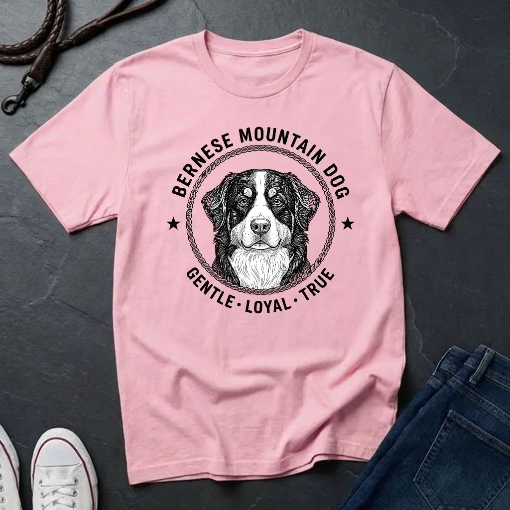 Bernese Mountain Dog Heritage Badge Shirt — Gentle Loyal True Dog Tee