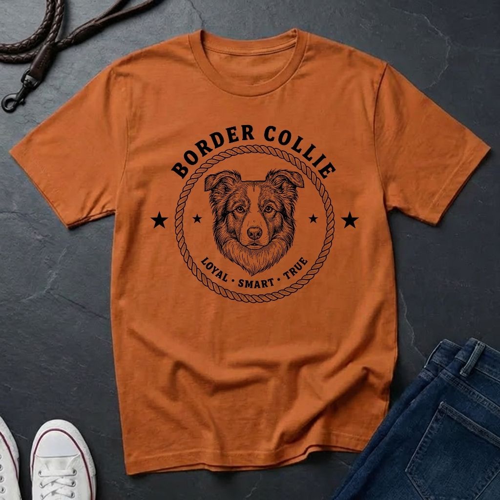 Border Collie Heritage Badge Shirt — Loyal Smart True Dog Tee — Comfort Colors 1717