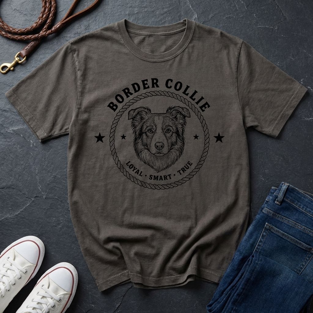 Border Collie Heritage Badge Shirt — Loyal Smart True Dog Tee — Comfort Colors 1717