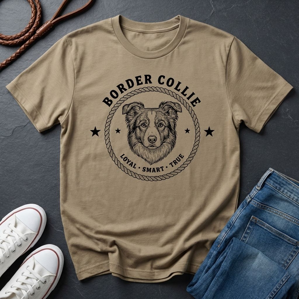Border Collie Heritage Badge Shirt — Loyal Smart True Dog Tee — Comfort Colors 1717