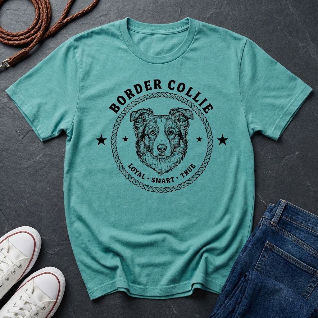Border Collie Heritage Badge Shirt — Loyal Smart True Dog Tee — Comfort Colors 1717