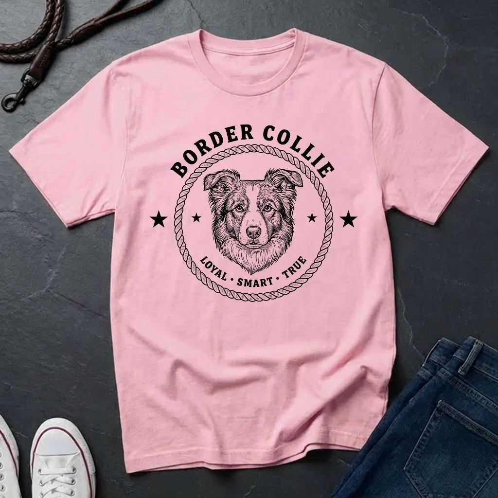 Border Collie Heritage Badge Shirt — Loyal Smart True Dog Tee — Comfort Colors 1717