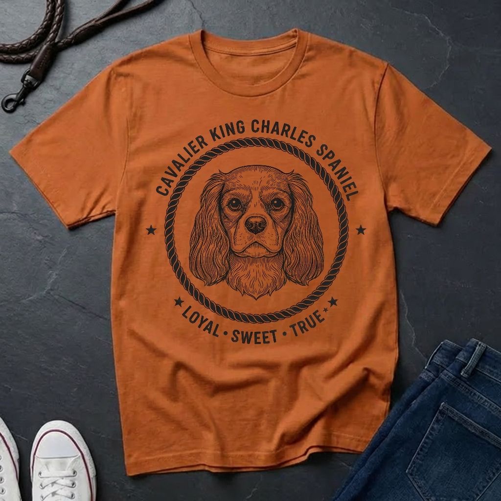 Cavalier King Charles Spaniel Heritage Badge Shirt — Loyal Sweet True Dog Tee