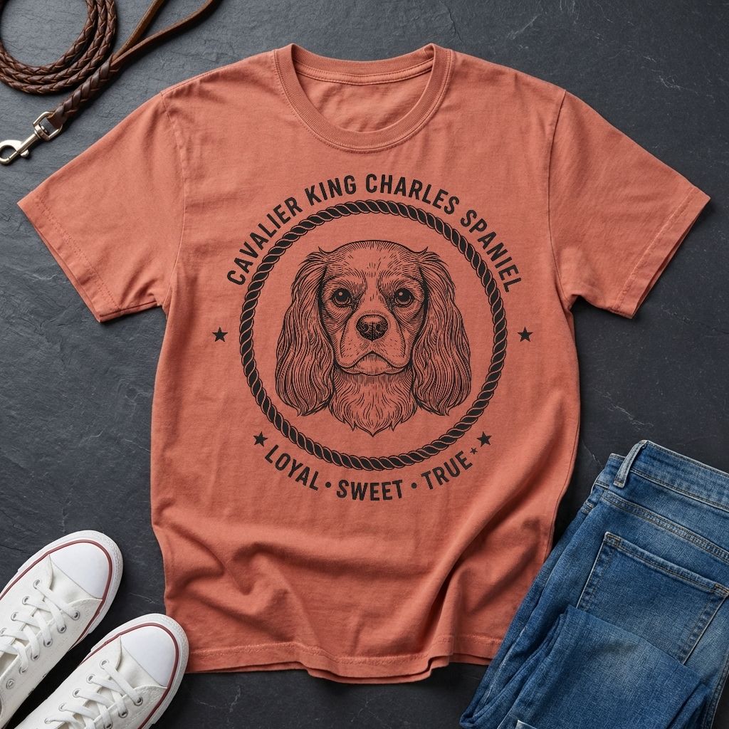 Cavalier King Charles Spaniel Heritage Badge Shirt — Loyal Sweet True Dog Tee