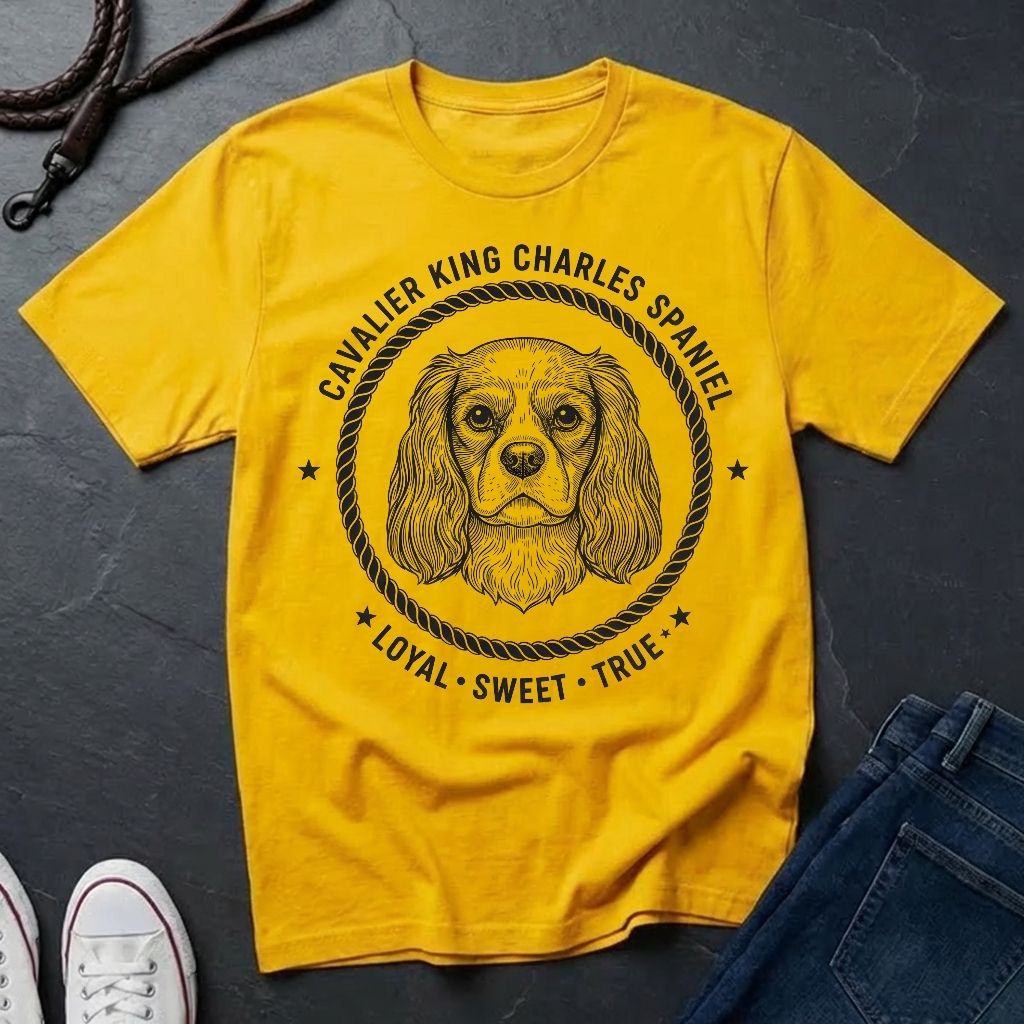 Cavalier King Charles Spaniel Heritage Badge Shirt — Loyal Sweet True Dog Tee