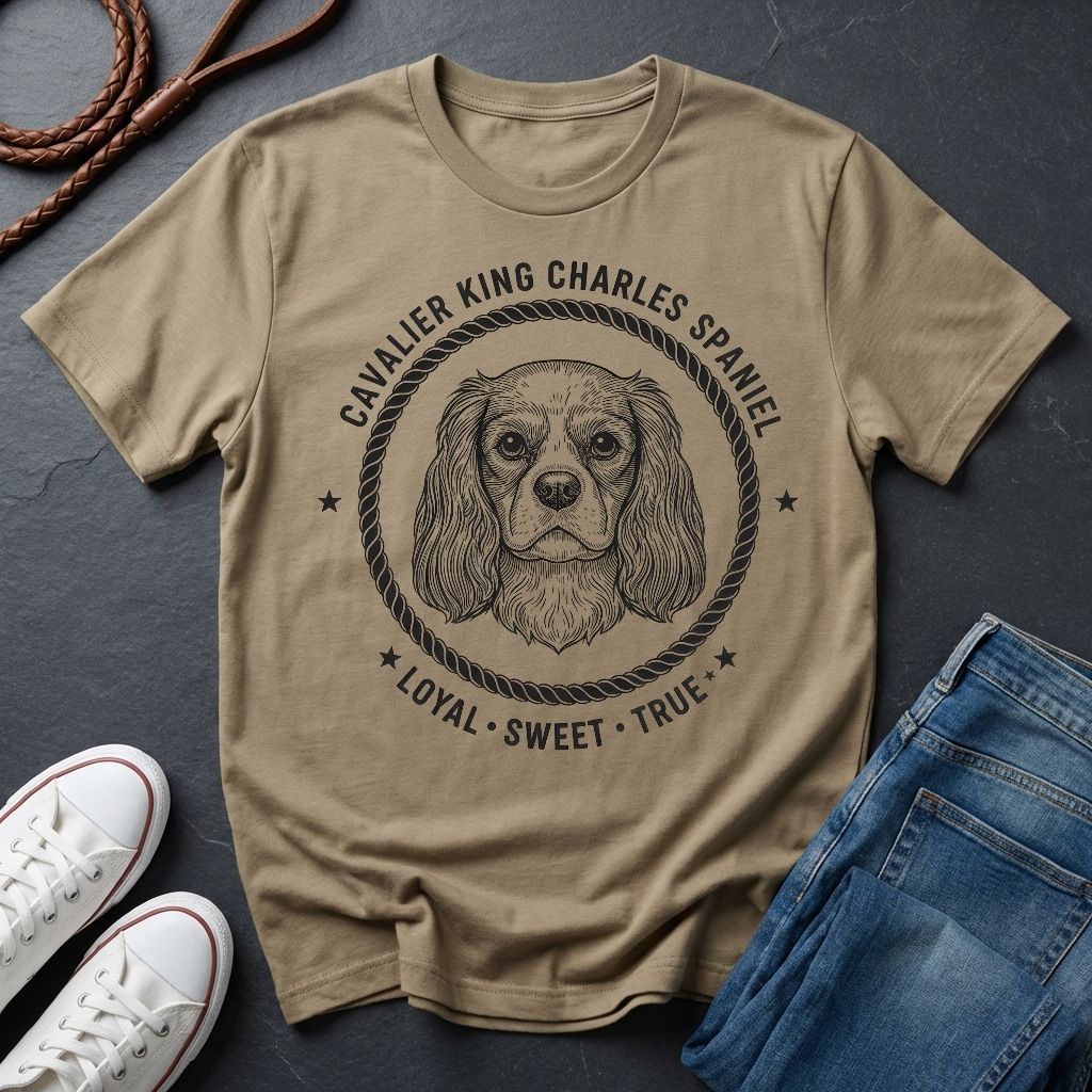 Cavalier King Charles Spaniel Heritage Badge Shirt — Loyal Sweet True Dog Tee