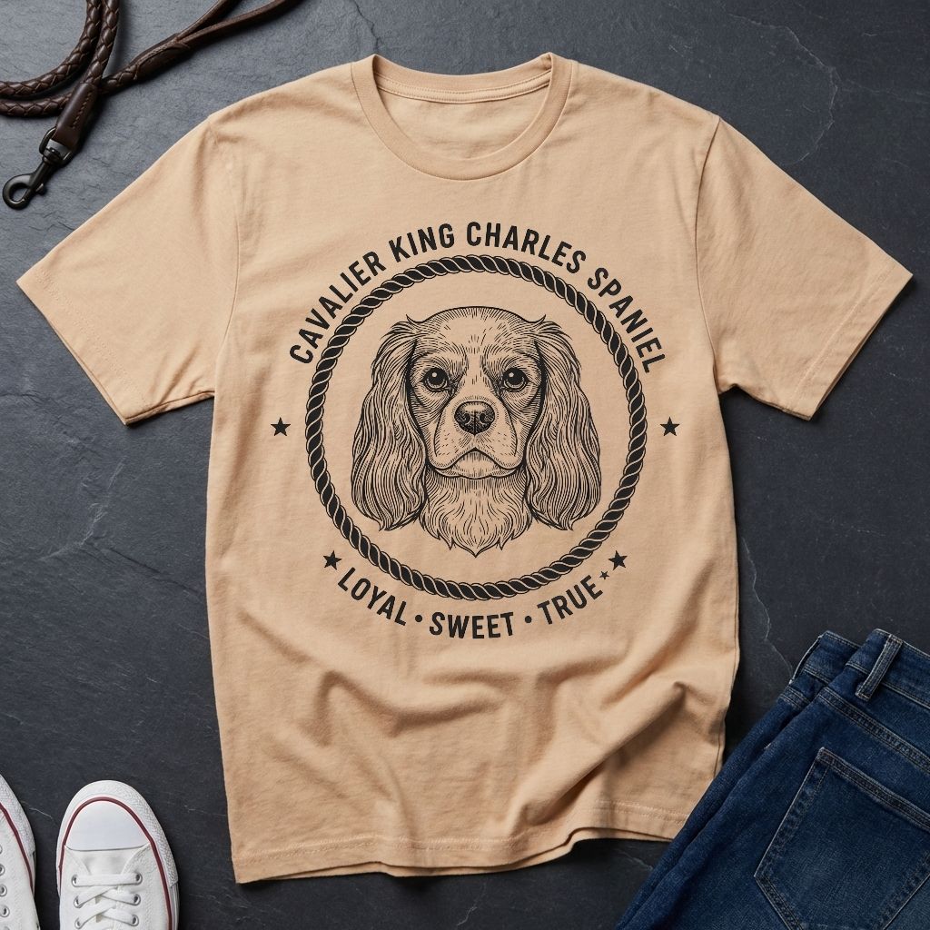 Cavalier King Charles Spaniel Heritage Badge Shirt — Loyal Sweet True Dog Tee