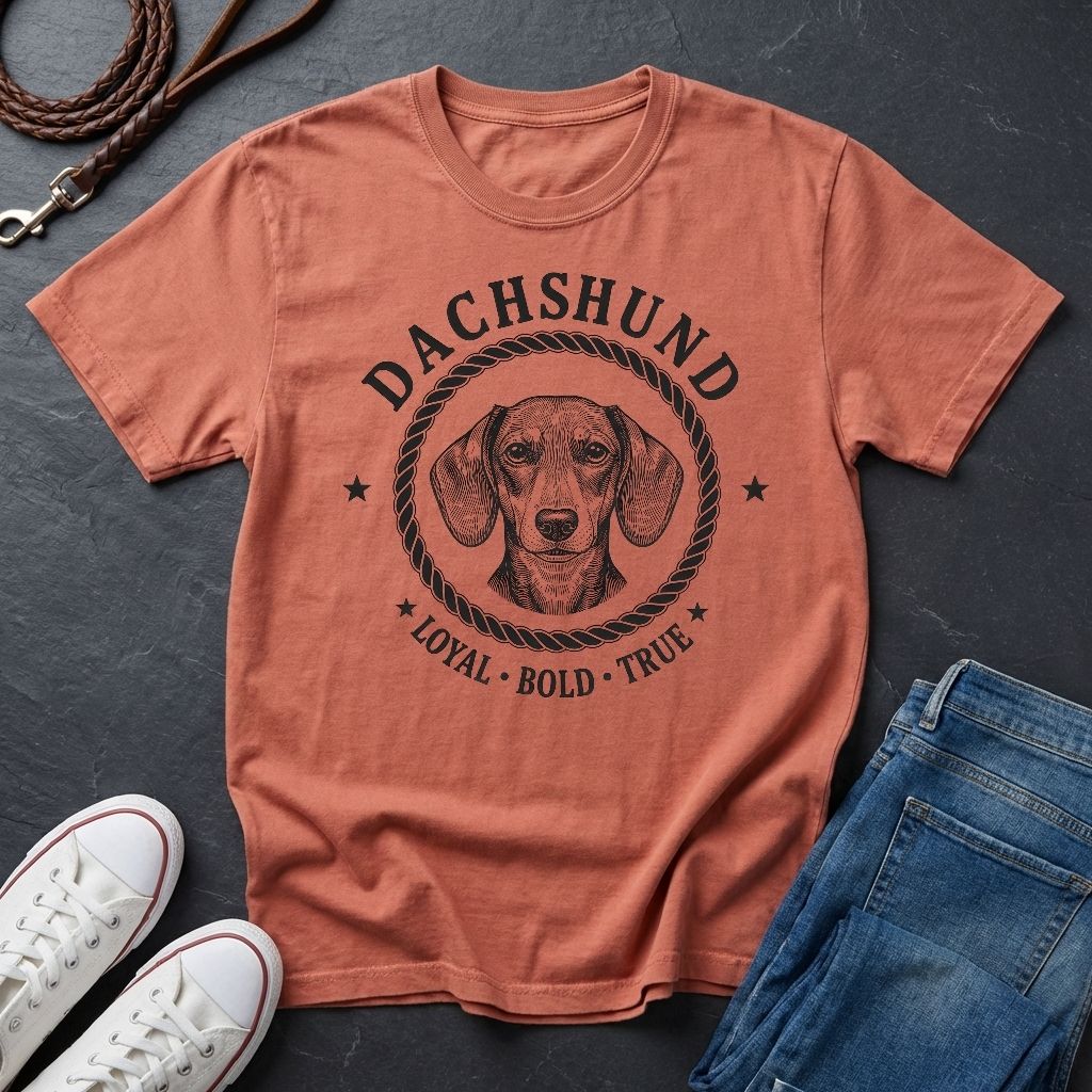Dachshund Heritage Badge Shirt — Loyal Bold True Dog Breed Tee