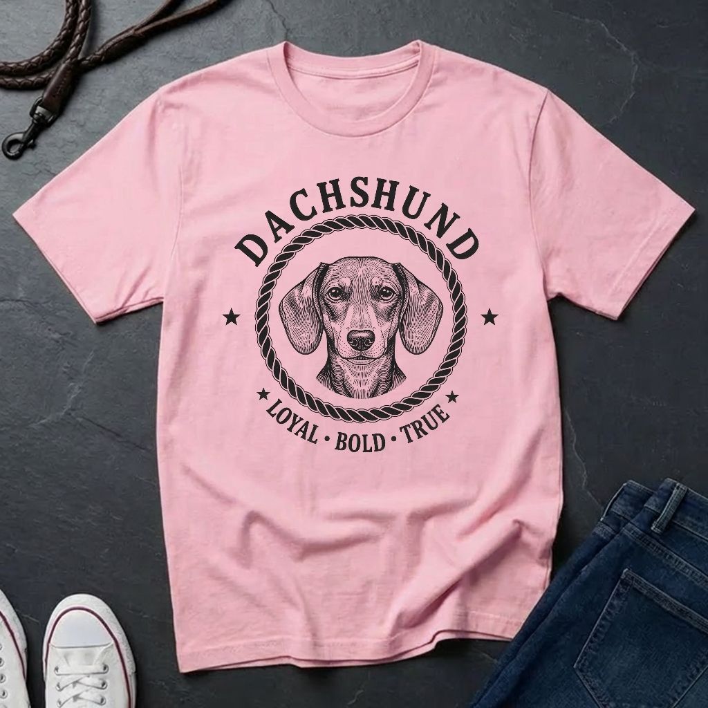 Dachshund Heritage Badge Shirt — Loyal Bold True Dog Breed Tee