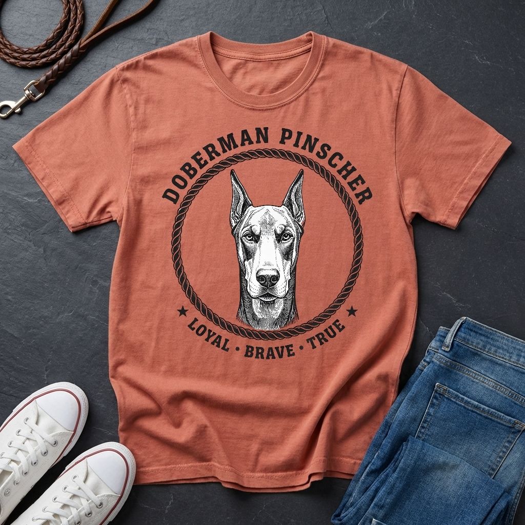 Doberman Pinscher Heritage Badge Shirt — Loyal Brave True Dog Tee