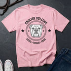 English Bulldog Heritage Badge Shirt — Loyal Tough True Dog Breed Tee