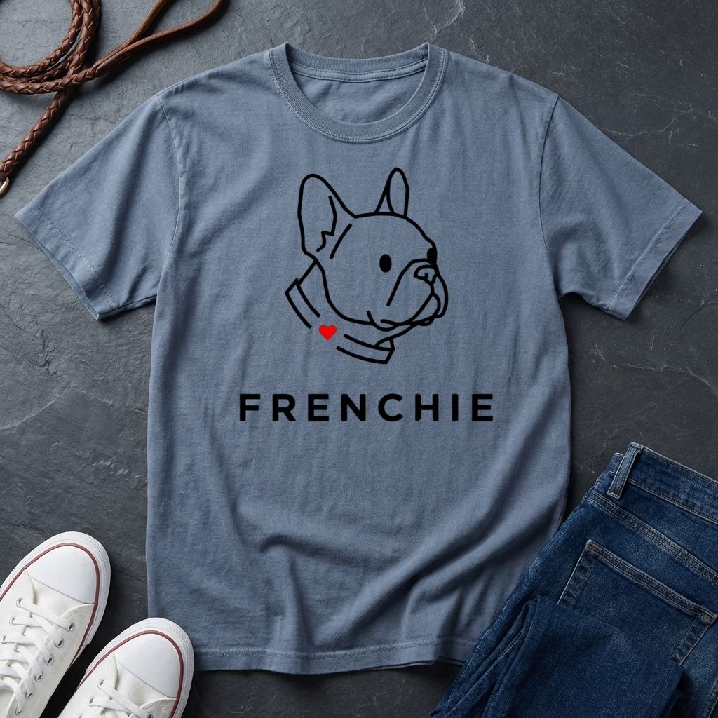 Frenchie Minimalist Shirt — Bold Line Art French Bulldog Tee — Comfort Colors 1717