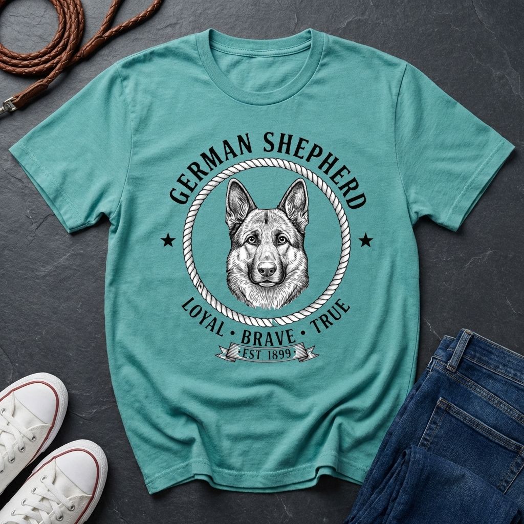 German Shepherd "Loyal Brave True" Retro Badge T-Shirt