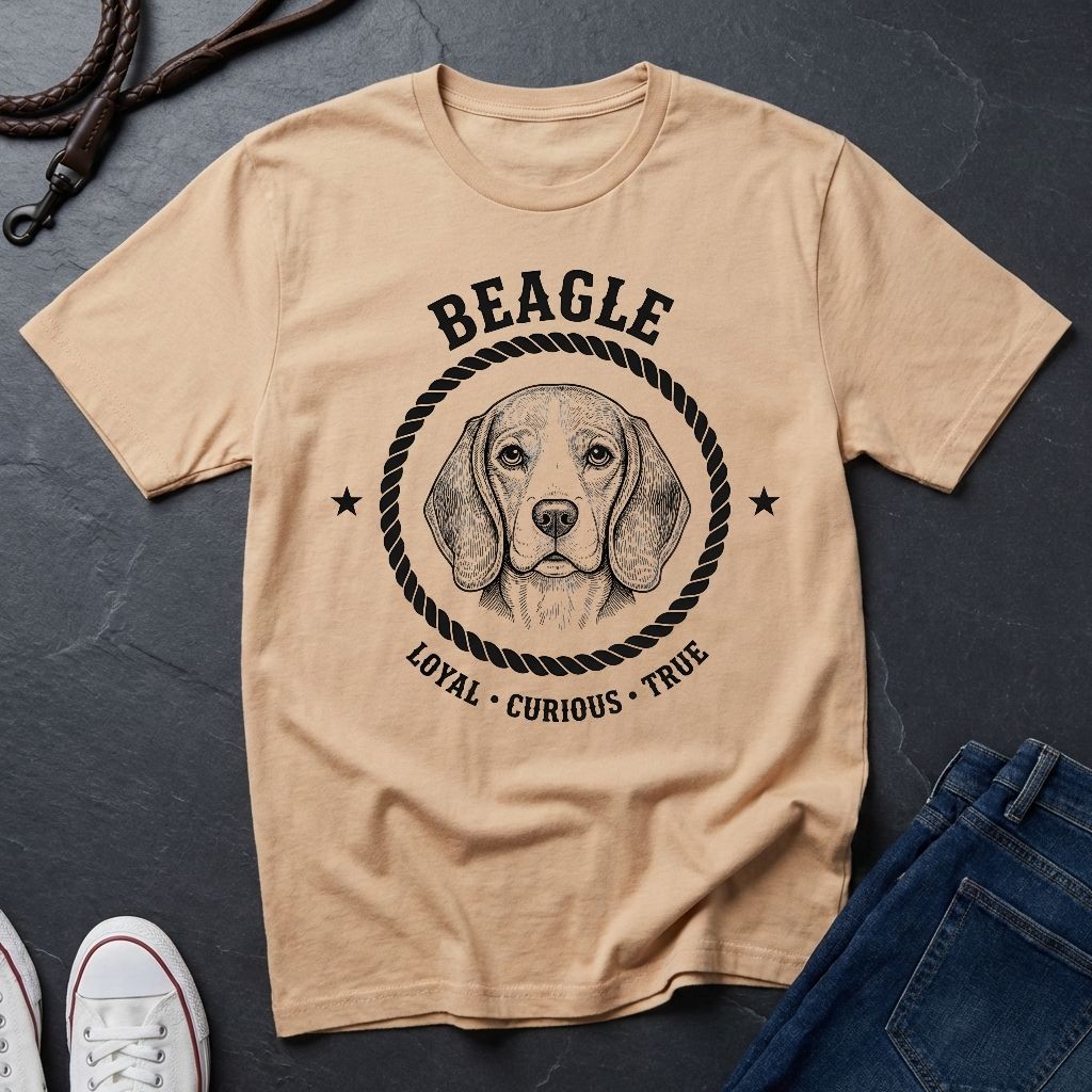 Beagle "Loyal Curious True" Retro Badge T-Shirt