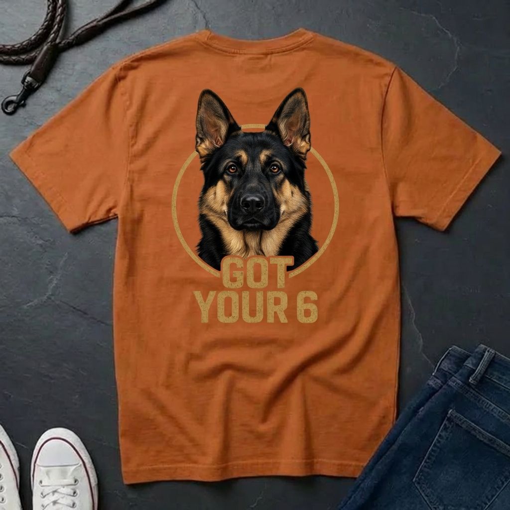 German Shepherd "Got Your 6" Graphic T-Shirt — K9 Tactical Support Tee