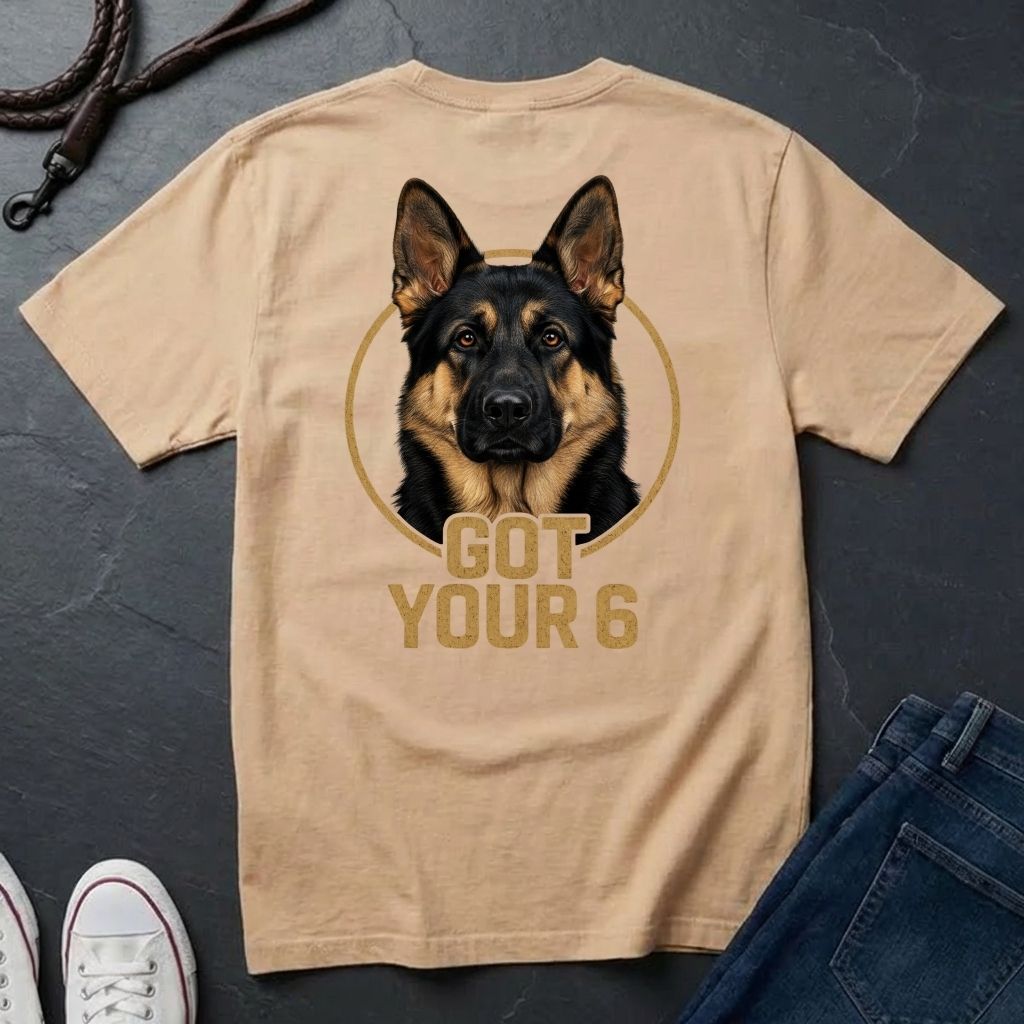German Shepherd "Got Your 6" Graphic T-Shirt — K9 Tactical Support Tee