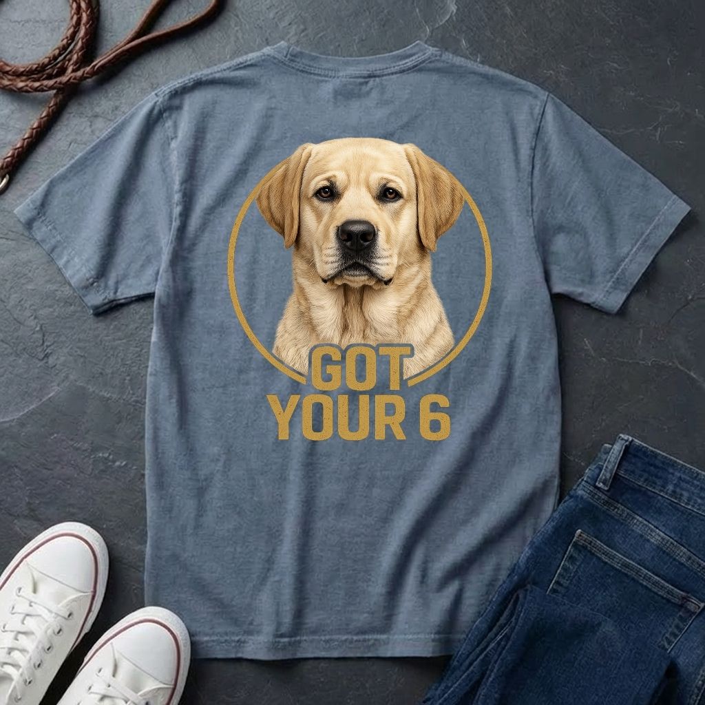 Golden Retriever "Got Your 6" Graphic T-Shirt — Dog Lover Tactical Tee
