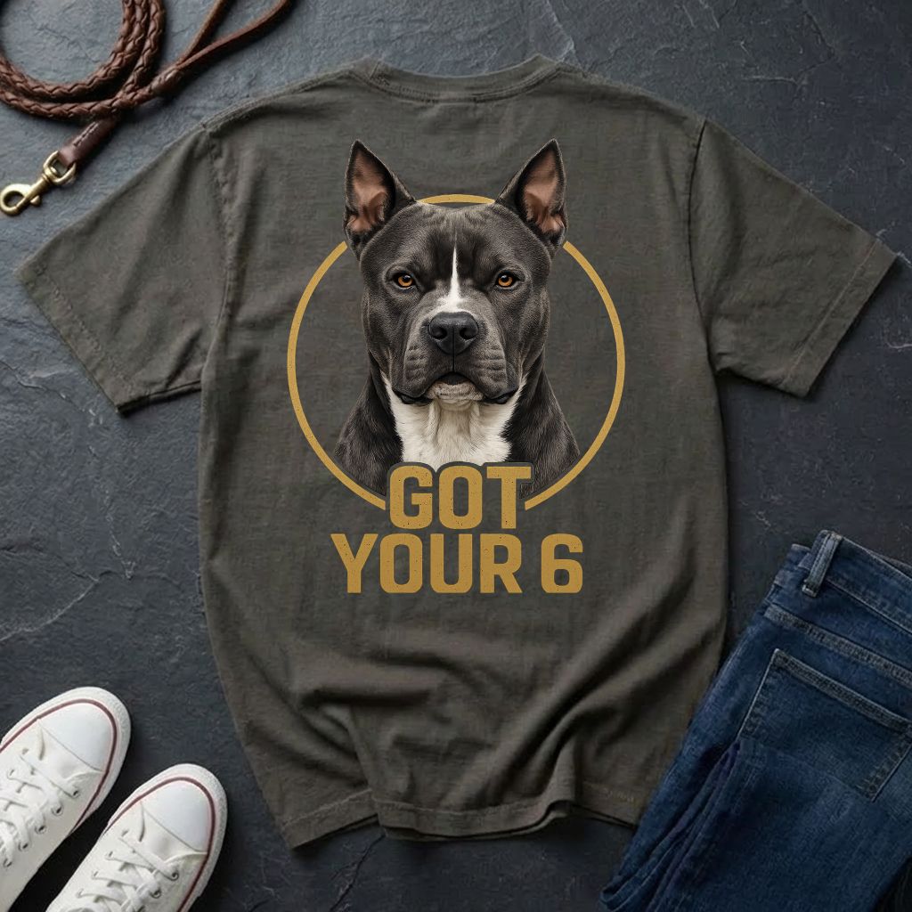 Got Your 6 Pit Bull Graphic Pop Art T-Shirt – Cropped Ears Edition