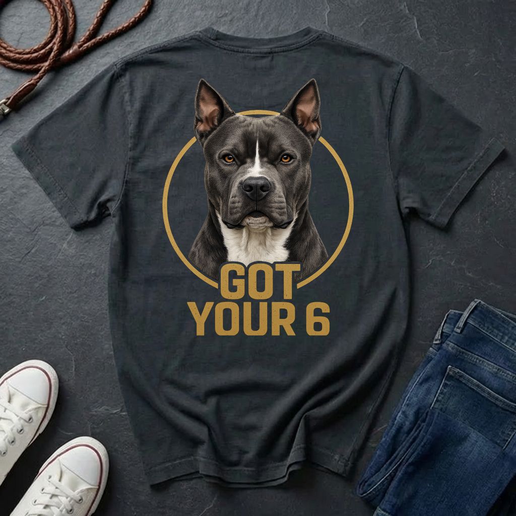 Got Your 6 Pit Bull Graphic Pop Art T-Shirt – Cropped Ears Edition