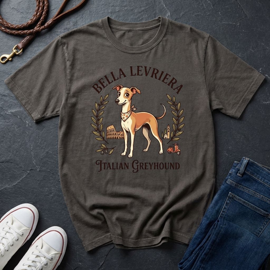 "Bella Levriera" Italian Greyhound Vintage Graphic T-Shirt